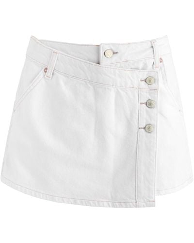 Free People Wynne Wrap-Effect Denim Mini Skirt - White