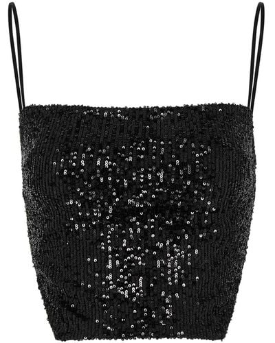 In the mood for love Sense Sequin Cropped Top - Black