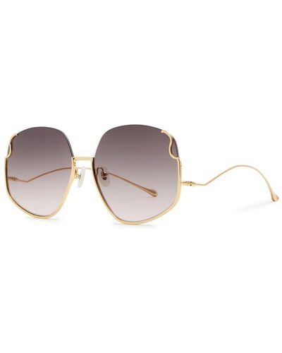 For Art's Sake Drape 18kt -plated Butterfly-frame Sunglasses - Metallic