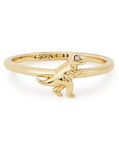 COACH Rexy Gold-tone Ring - White