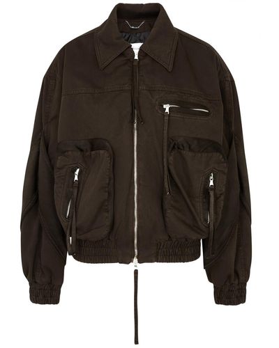 Blumarine Panelled Cotton Bomber Jacket - Black