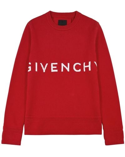 Givenchy 4g Logo-intarsia Cotton Sweater - Red