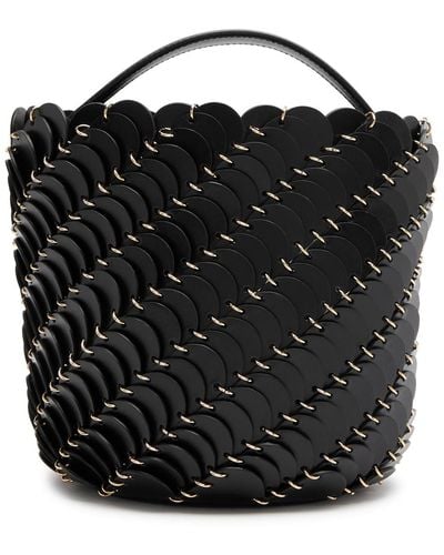 Rabanne Paco Disc Leather Bucket Bag - Black