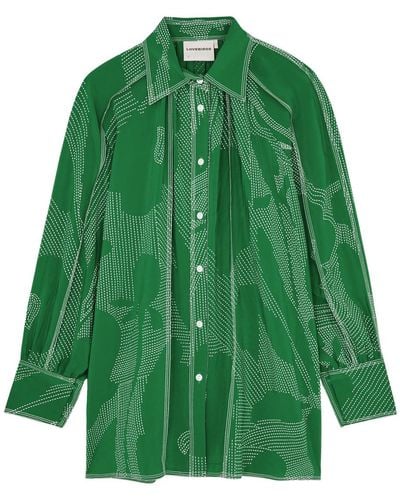 LOVEBIRDS Vida Printed Silk Shirt - Green