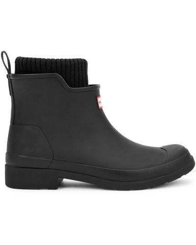 HUNTER Chelsea Rubber Ankle Boots - Black