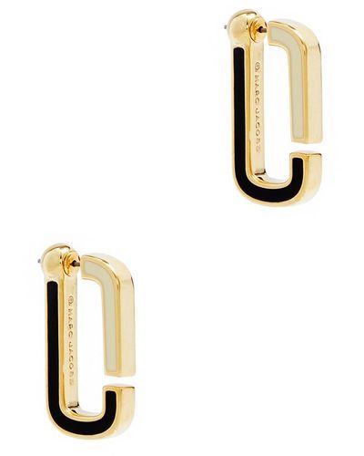 Marc Jacobs Enameled Logo Hoop Earrings - White