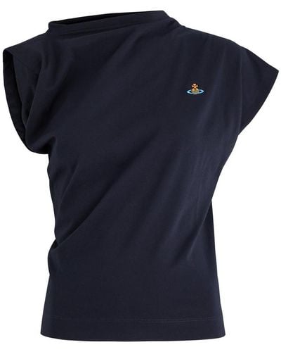Vivienne Westwood Hebo Asymmetric Cotton T-Shirt - Blue