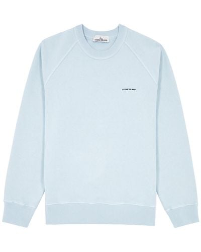 Stone Island Logo-Print Cotton Sweatshirt - Blue