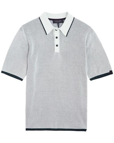 Rag & Bone Harvey Knitted Cotton-Blend Polo Shirt - Grey