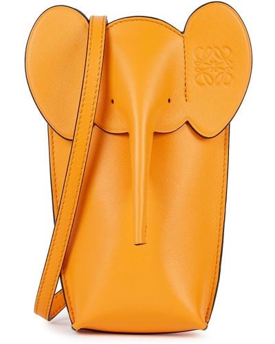 Loewe Elephant Leather Cross-body Pouch - Orange