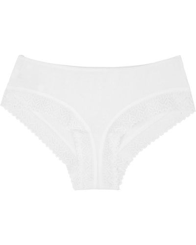 Simone Perele Eugenie Ribbed Lace-trimmed Briefs - White