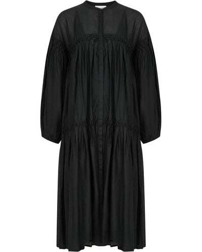 Merlette Elysium Tiered Cotton Midi Dress - Black