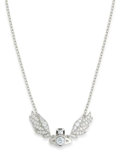 Vivienne Westwood Dawna Embellished Wings Necklace - White