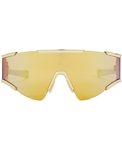 Balmain Fleche Shield Sunglasses, Sunglasses, Mirrored Lens - Yellow