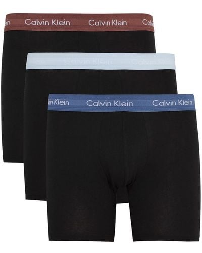 Calvin Klein Logo Stretch-cotton Boxer Briefs - Black