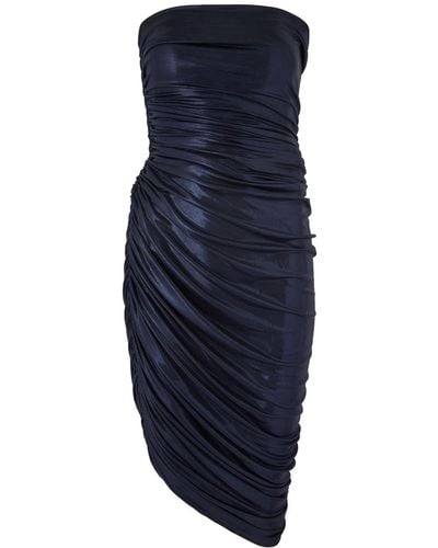 Norma Kamali Diana Strapless Satin-Jersey Midi Dress - Blue