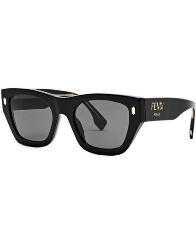 Fendi Roma Rectangle-frame Sunglasses - Black