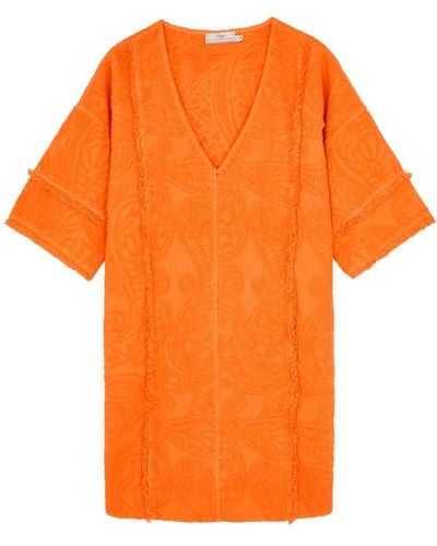 Devotion Domna Patterned-Jacquard Terry Mini Dress - Orange