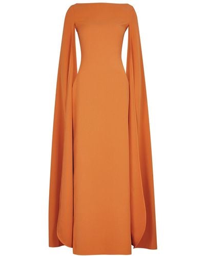 Solace London Sadie Cape-effect Gown - Orange