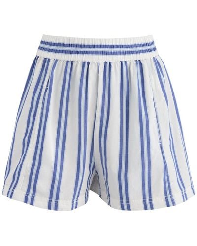 Free People Get Free Striped Cotton Shorts - Blue