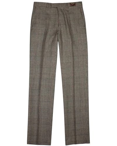 Gucci Checked Wool-blend Trousers - Grey