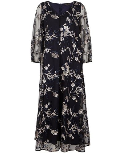 Marina Rinaldi Ruth Floral-embellished Tulle Midi Dress - Black