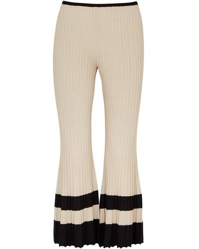 By Malene Birger Ajay Stone Striped Ribbed-knit Trousers - Natural