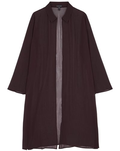 Eileen Fisher Longline Crinkled Silk Jacket - Purple