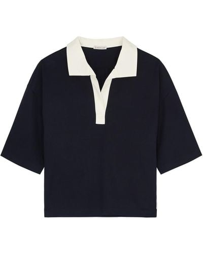 Moncler Panelled Cotton Polo Shirt - Blue