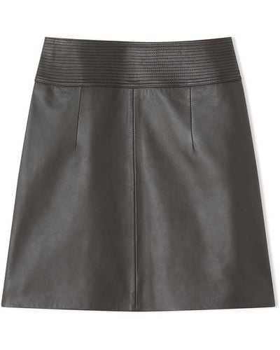 Jigsaw Leather Mini Skirt - Brown