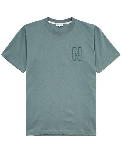 Norse Projects Simon Logo-embroidered Cotton T-shirt - Blue