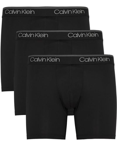 Calvin Klein Logo Stretch-jersey Boxer Briefs - Black
