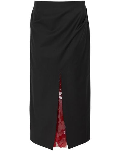 16Arlington Zure Layered Wool-Blend Midi Skirt - Black