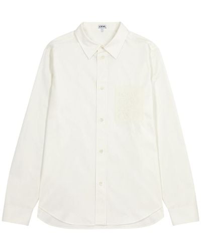 Loewe Striped Logo Cotton-poplin Shirt - White