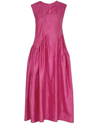 LOVEBIRDS Star Cut-out Silk Midi Dress - Pink