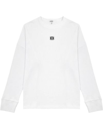 Loewe Logo-embroidered Ribbed Cotton Top - White