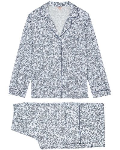 Eberjey Gisele Leopard-print Jersey Pajama Set - Blue