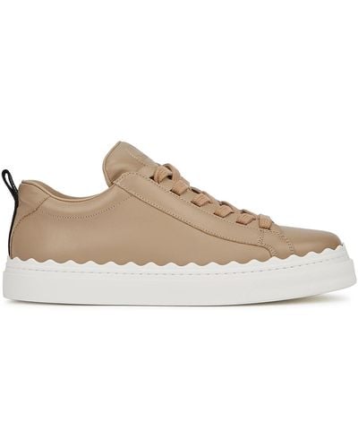 Chloé Lauren Almond Leather Trainers, Trainers, Almond, Leather - Natural