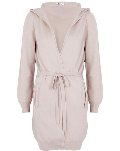 Johnstons of Elgin Charcoal Hooded Cashmere Cardigan - Pink