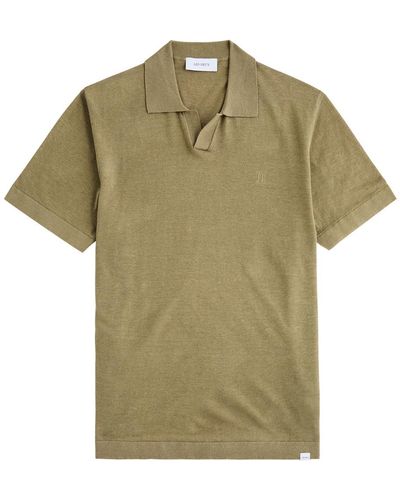 Les Deux Emmanuel Linen-Blend Polo Shirt - Green