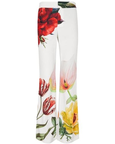 Alice + Olivia Livi Floral-Print Bootcut Trousers - White