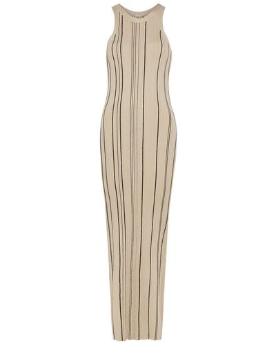 Totême Striped Ribbed-Knit Maxi Dress - Natural