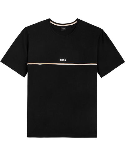 BOSS Unique Logo-Print Cotton T-Shirt - Black