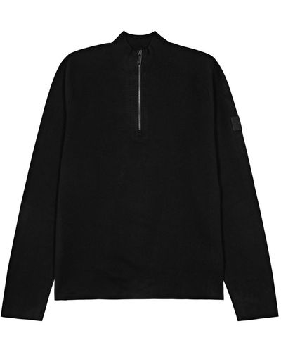 Calvin Klein Logo Knitted Half-zip Sweater - Black