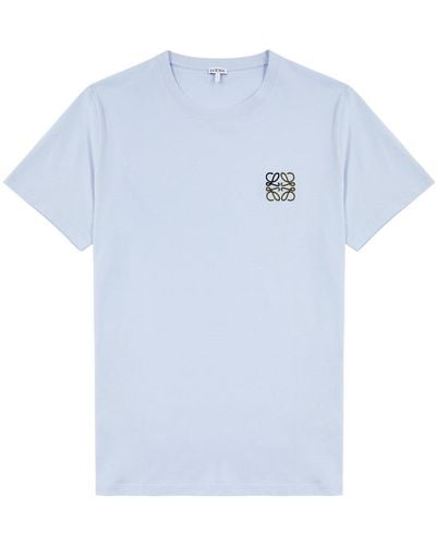 Loewe Anagram-Embroidered Cotton T-Shirt - Blue
