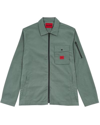 HUGO Cotton-Blend Overshirt - Green