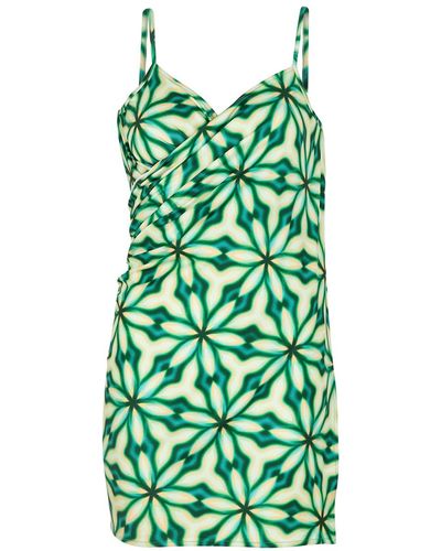 GIMAGUAS Pareo Floral-print Stretch-jersey Wrap Dress - Green