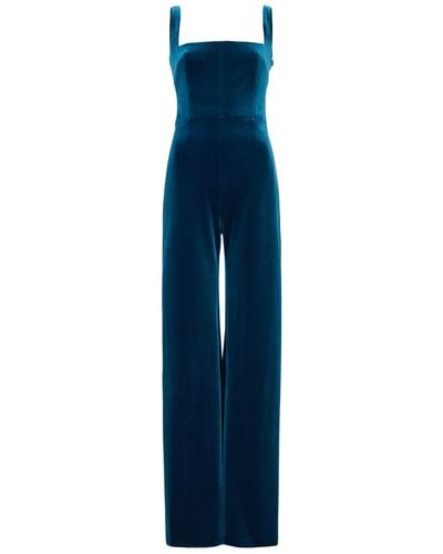 Galvan London Vesper Stretch-velvet Jumpsuit - Blue