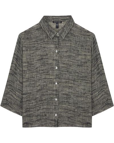 Eileen Fisher Jacquard Linen-Blend Shirt - Grey