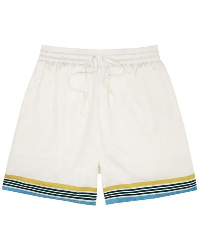 Casablancabrand Logo-Jacquard Silk Shorts - White